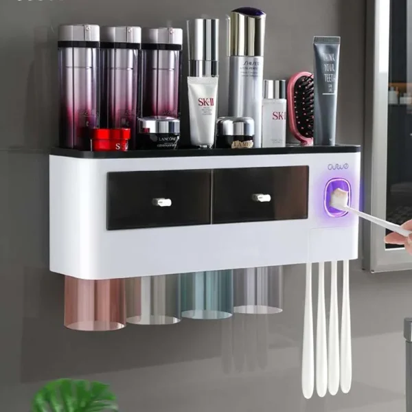 Toothbrush Holder Bathroom Accessories Automatic Toothpaste Squeezer Dispenser Storage Rack