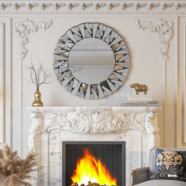 32" Wall Decorative Round Sunburst Mirror for Wall