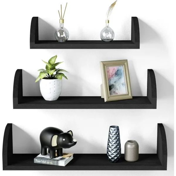 Floating Solid Wood Shelves - Set of 3 for Bedroom