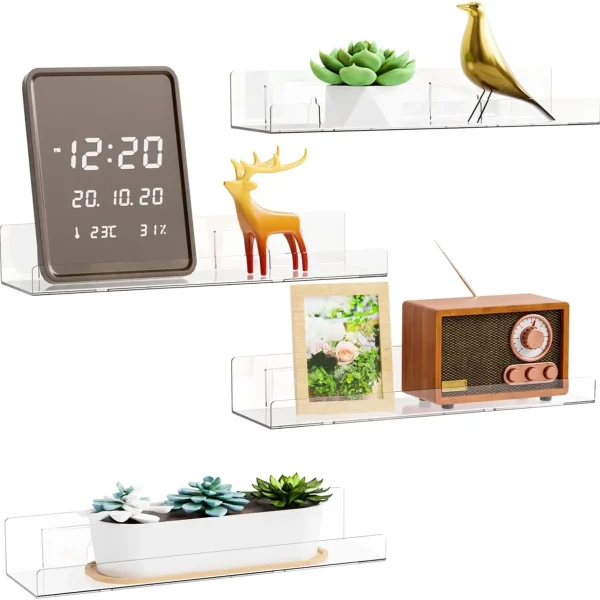 4-Pack Acrylic Shelves for Wall Storage