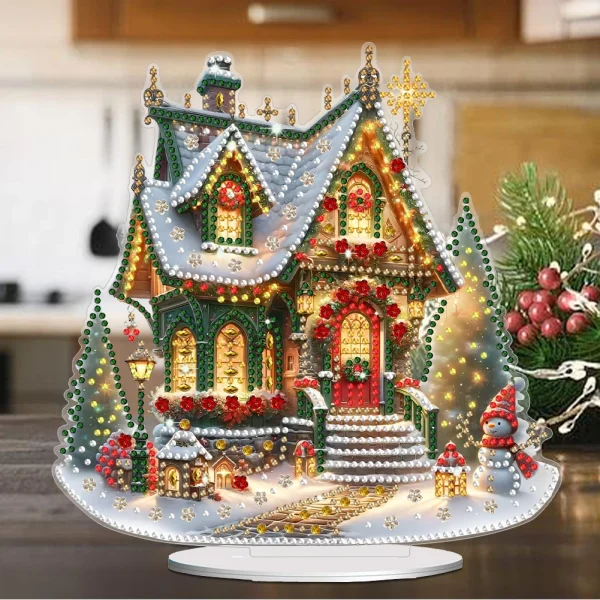 Acrylic Christmas House Table Top Diamond Painting Ornament Kits 5D DIY Diamond Art Tabletop Decorations Bedroom Table Decor