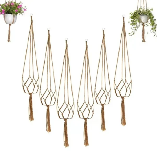 1PC Creative Woven Garden Flowerpot Net Cotton Hemp Rope Hand-Woven Simple Indoor And Outdoor Hanging Wall